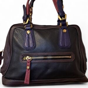 OrYany Motto Colorblock Leather Satchel Crossbody Bag